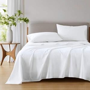 NEW! 510 Design Queen 4PC 100% Cotton Solid Sheet Set White